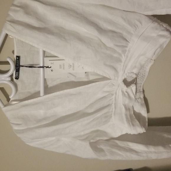 Zara White Linen Crop Top - Picture 1 of 4